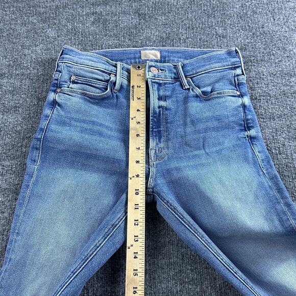 Mother Jeans 27 Mid Rise Dazzler Ankle Fray Riding The Cliffside Straight Blue - Picture 12 of 16